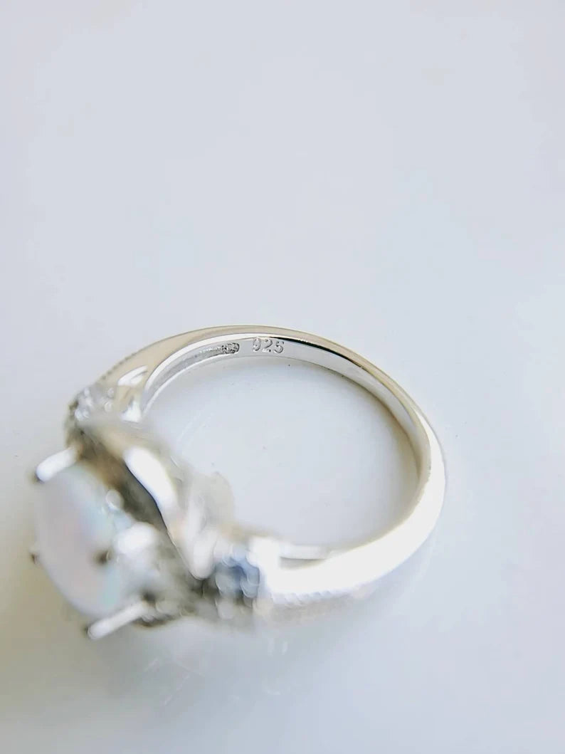 Sterling Silver 925 Halo White Opal Ring - view 6