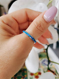 Sterling Silver 925 Blue Opal Unisex Band Ring - view 5