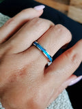 Sterling Silver 925 Blue Opal Unisex Band Ring - view 7