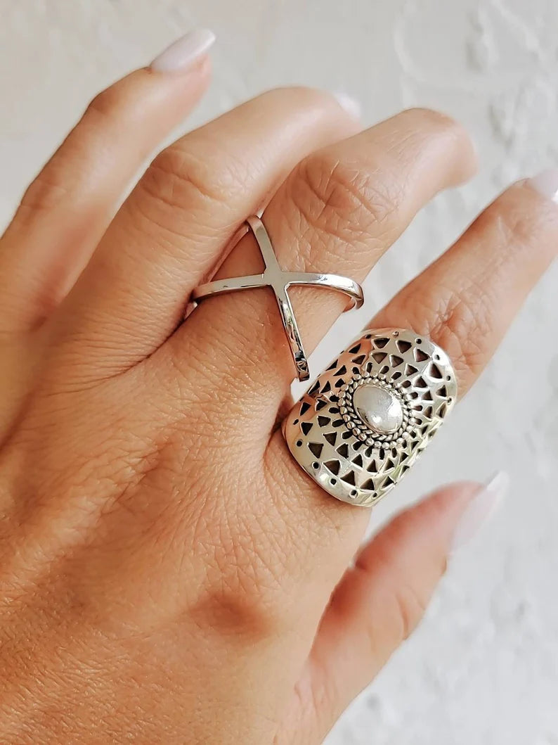 Criss Cross Sterling Silver Ring - view 4