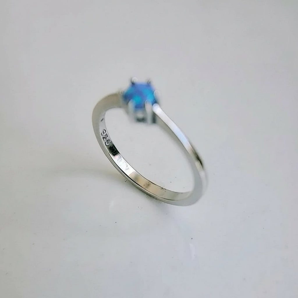 Sterling Silver Blue Opal Ring - view 3