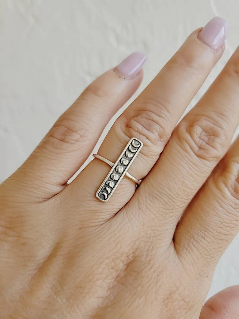 Moon Phases Sterling Silver Ring - view 6