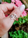 Sterling Silver Leaf Wraparound Ring - view 6