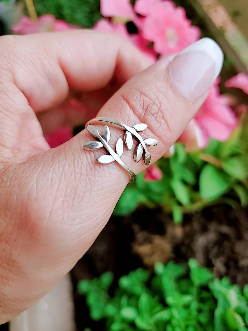 Sterling Silver Leaf Wraparound Ring - view 6