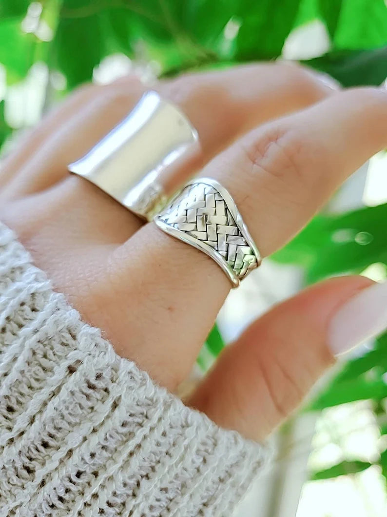 Sterling Silver Braided Adjustable Ring - view 8