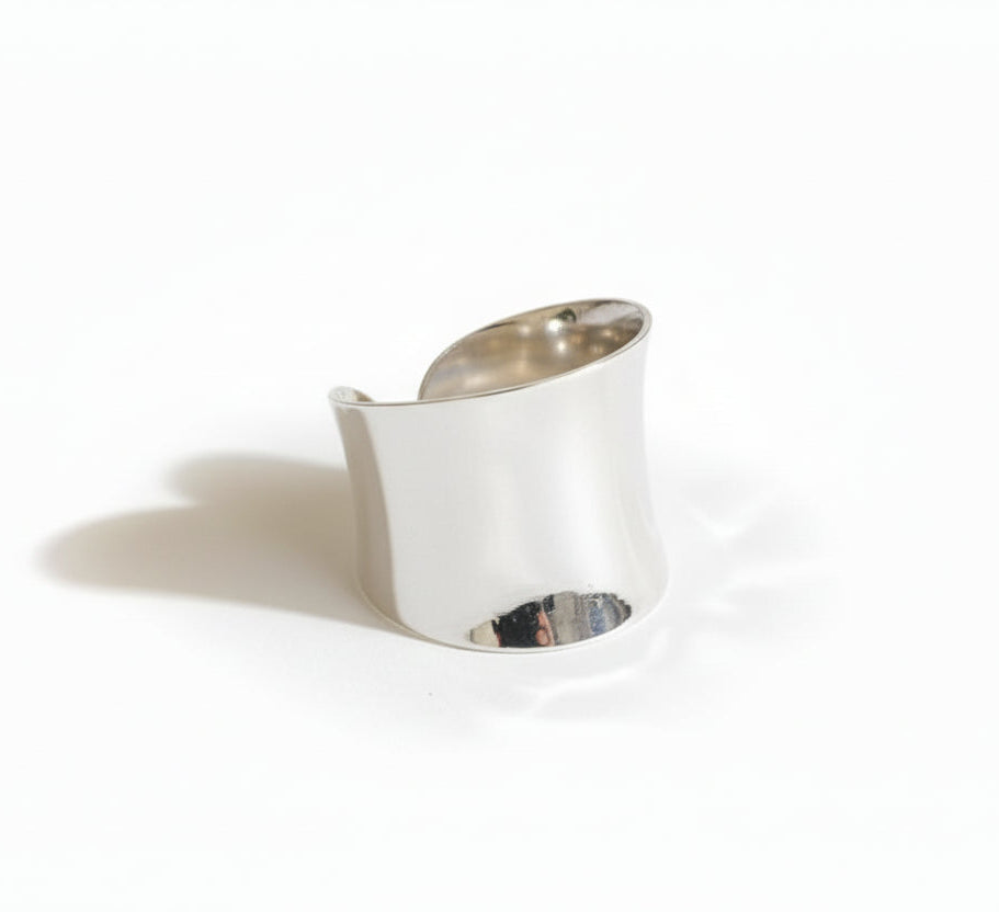 Sterling Silver Solid 925 Bold Concave Ring