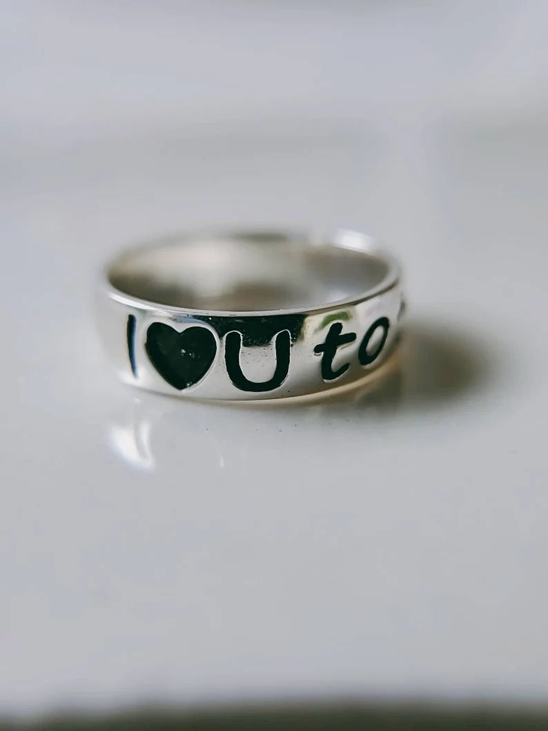 Sterling Silver Love You To The Moon and Back Ring