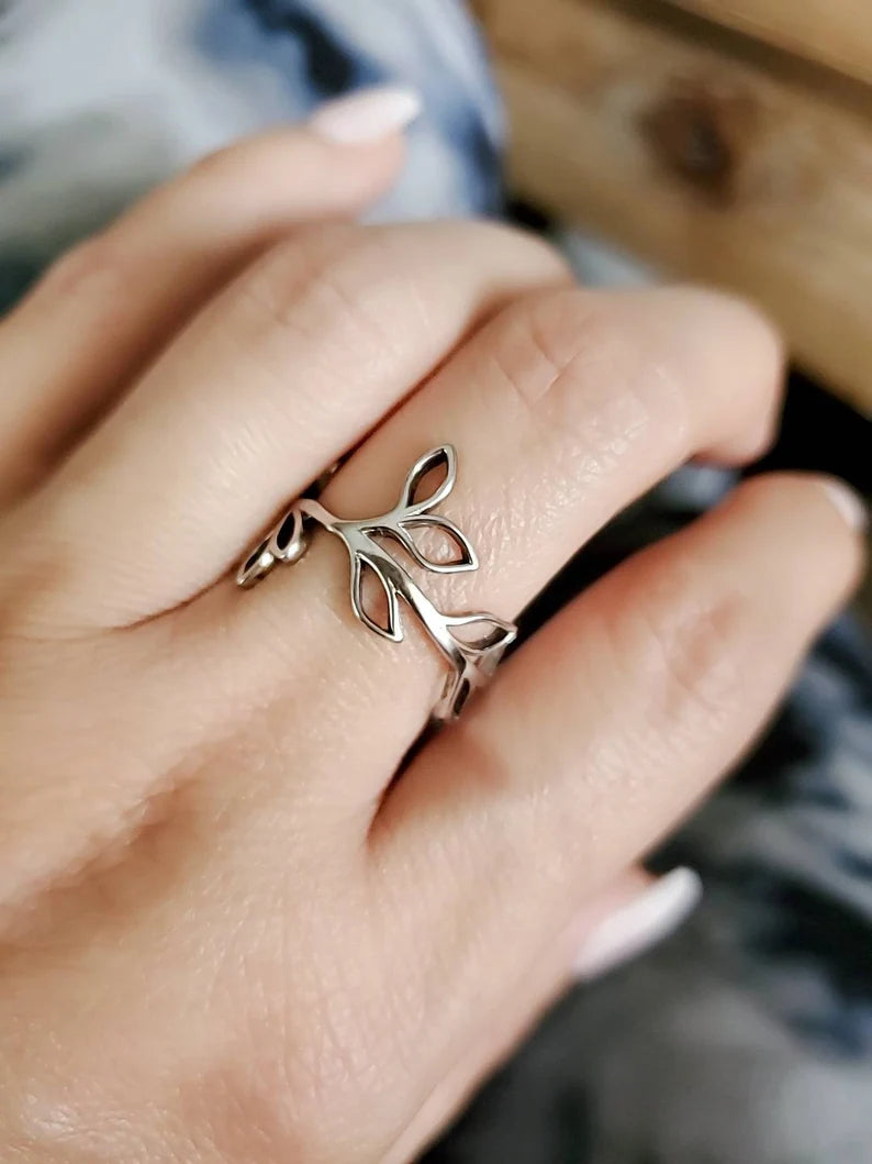Sterling Silver Leaf Ring - view 2