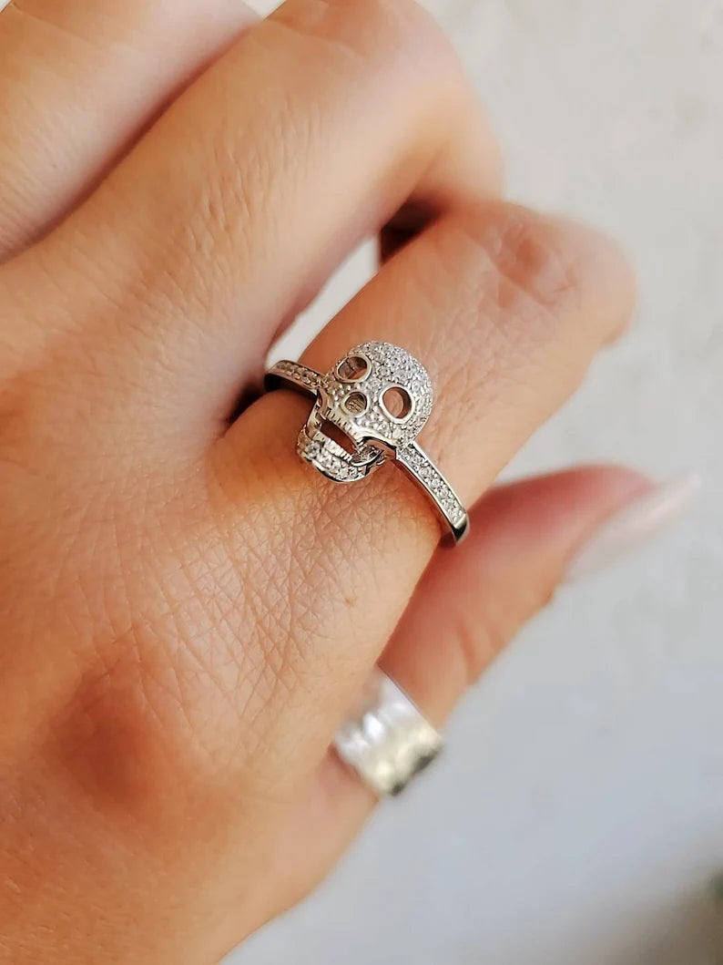 Sterling Silver Skull Ring - view 2