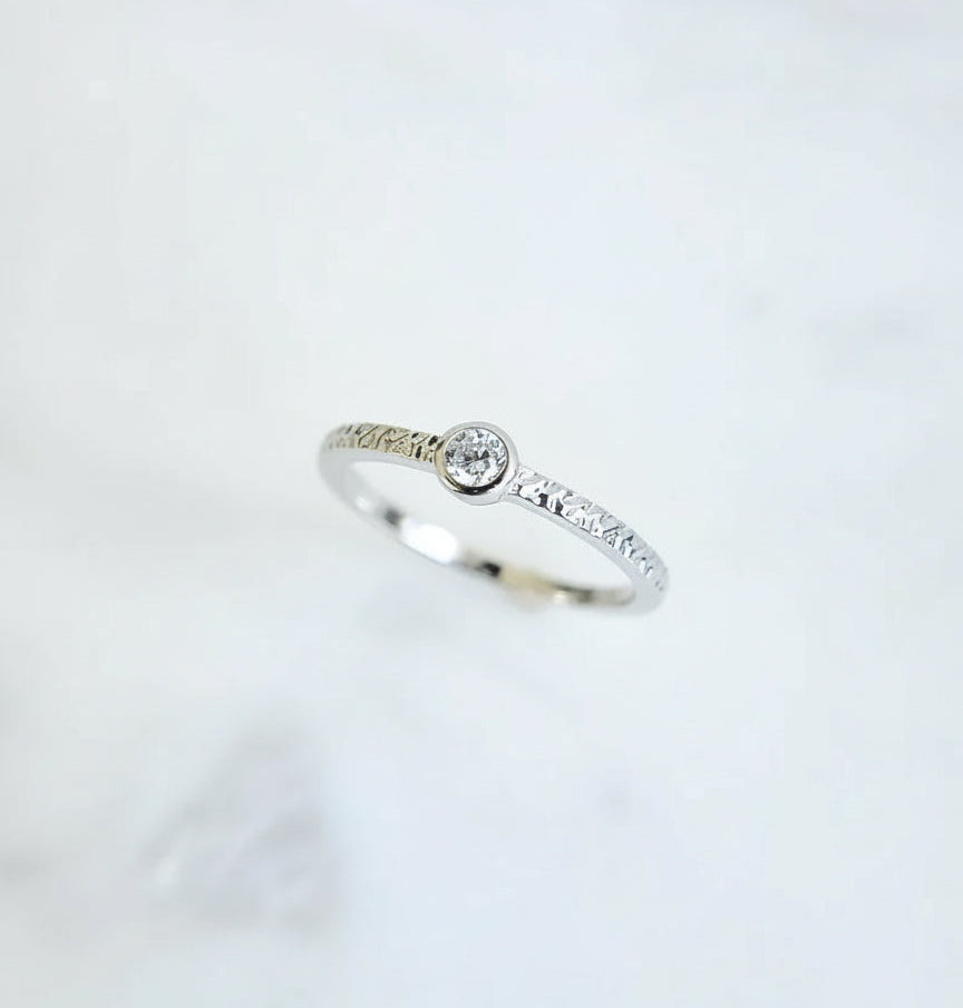 Sterling Silver Dainty Round Cut Stack Ring - view 3