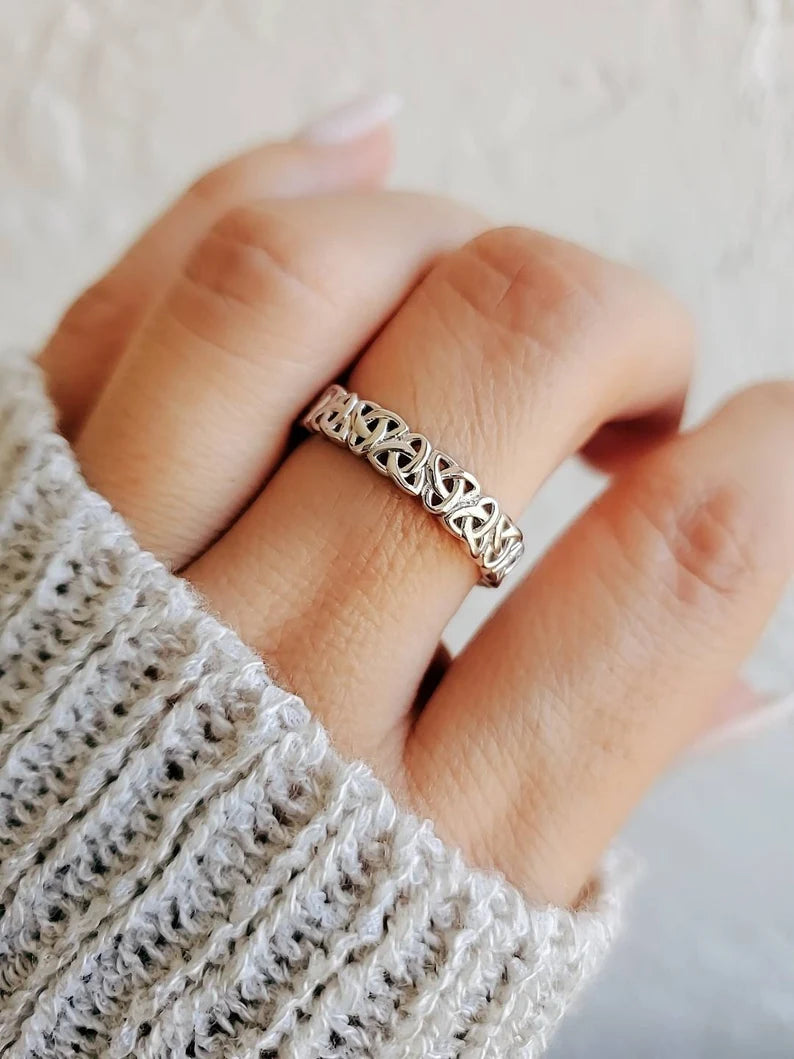 Sterling Silver Eternity Celtic Band Ring - view 2