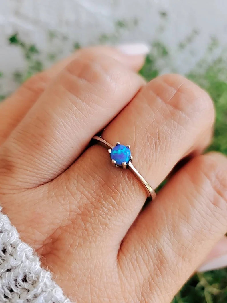 Sterling Silver Blue Opal Ring - view 7
