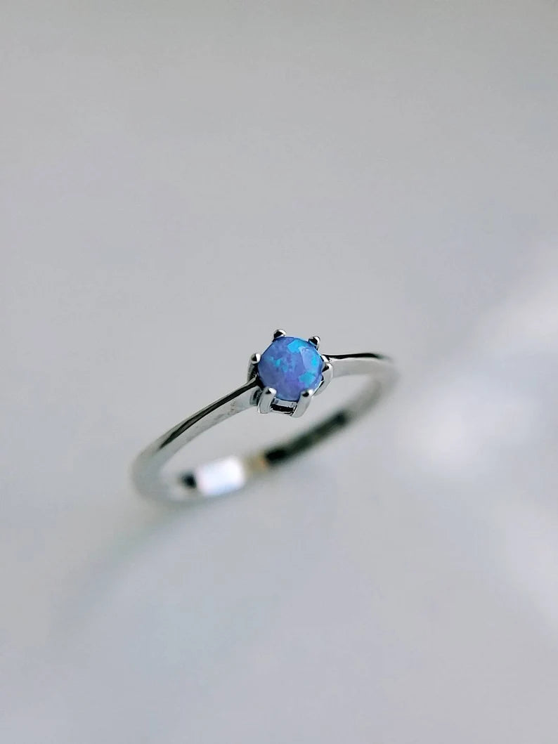 Sterling Silver Blue Opal Ring - view 8
