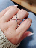 Sterling Silver Criss Cross Geometric Ring - view 6