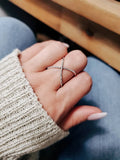 Sterling Silver Criss Cross Geometric Ring - view 2