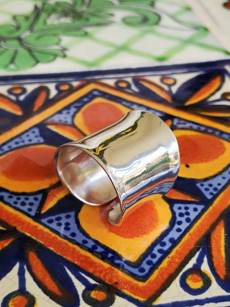 Sterling Silver Solid 925 Bold Concave Ring - view 4