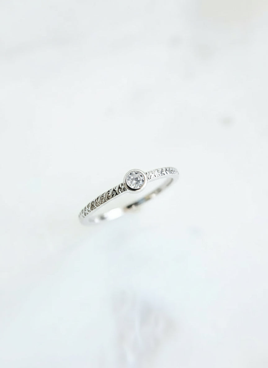 Sterling Silver Dainty Round Cut Stack Ring - view 5