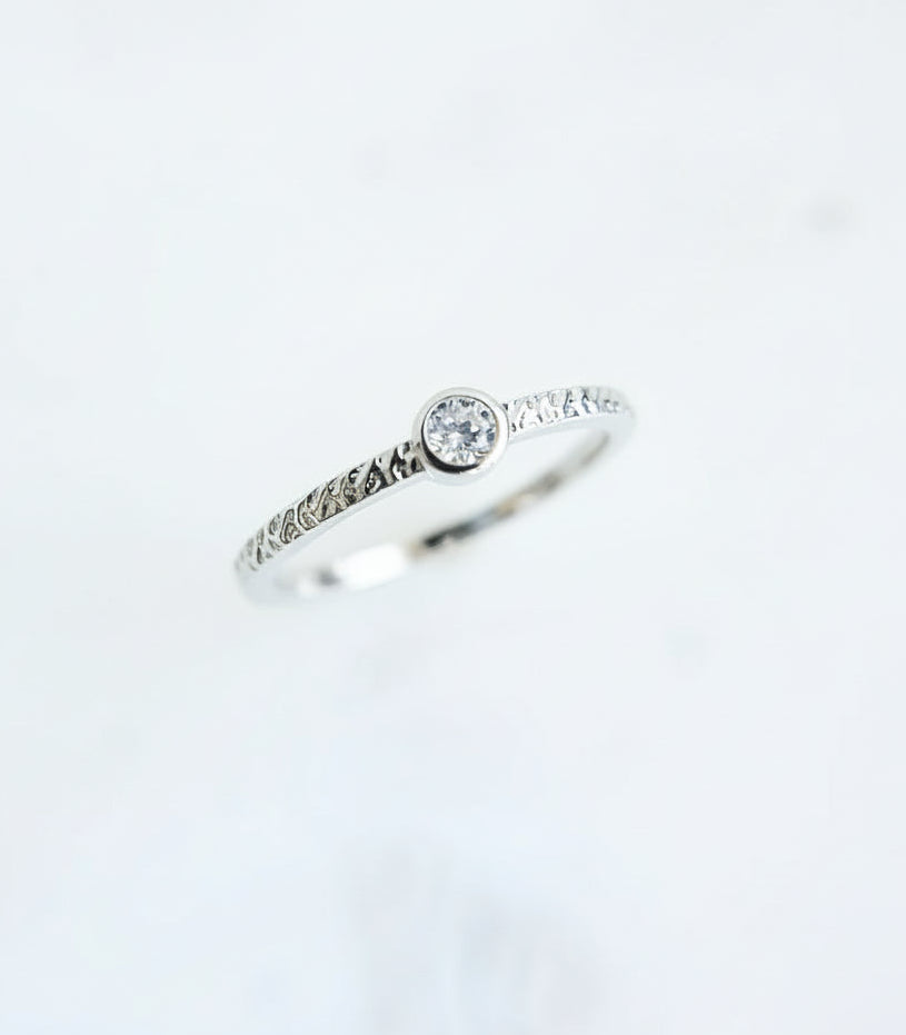 Sterling Silver Dainty Round Cut Stack Ring - view 8