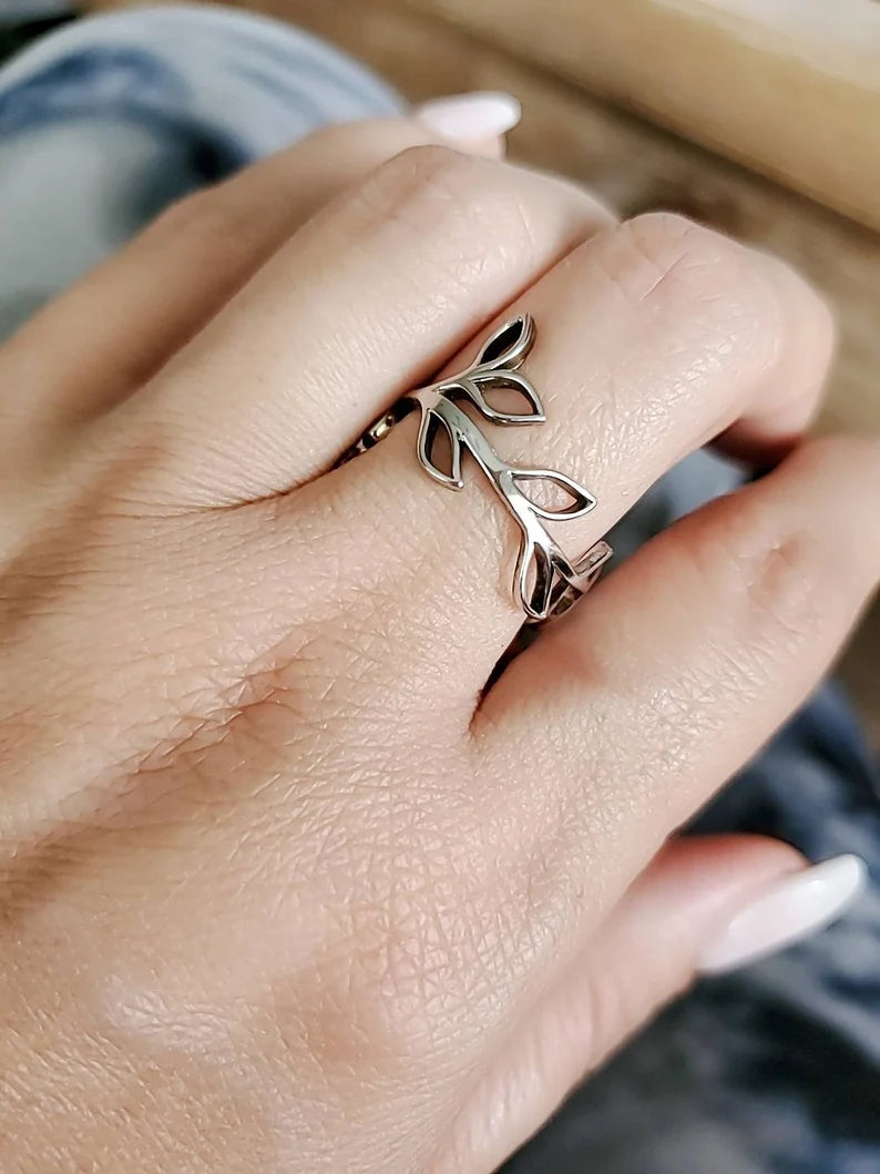 Sterling Silver Leaf Ring - view 5