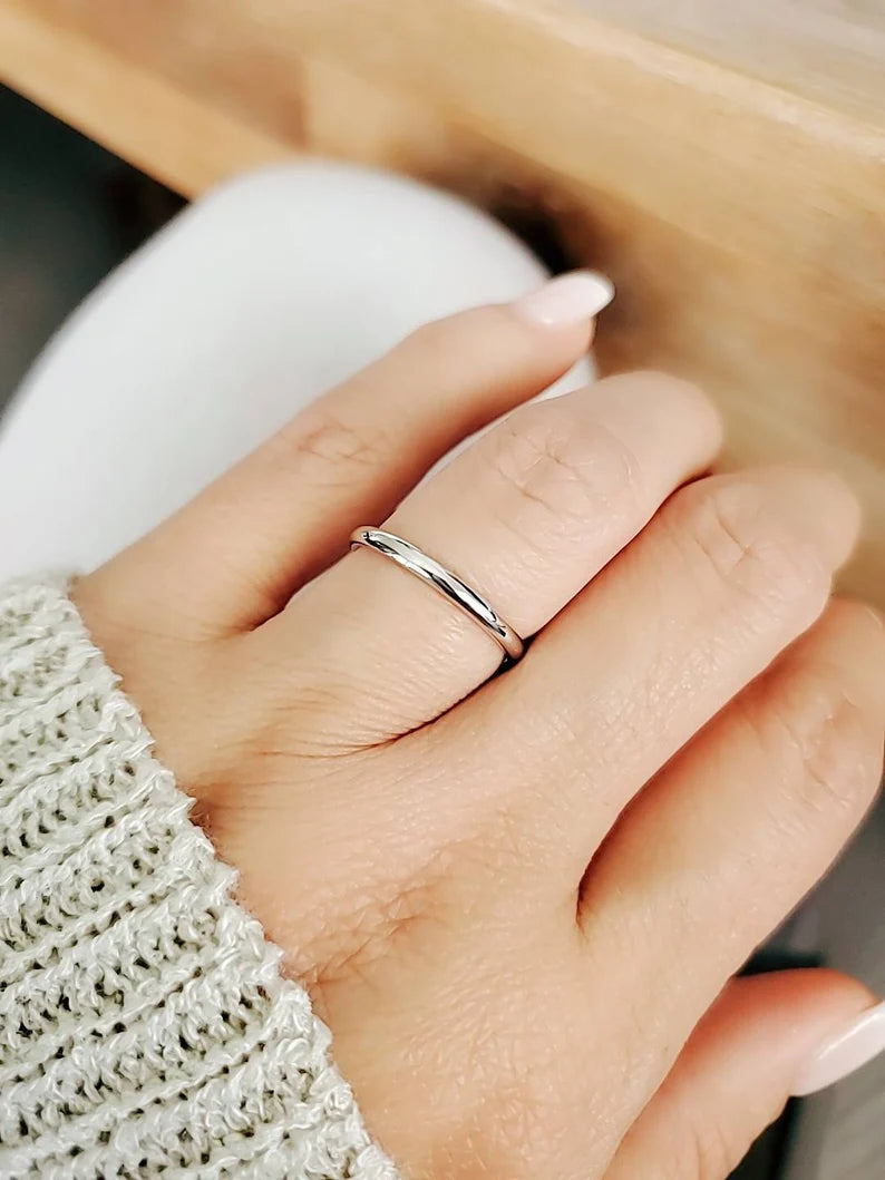 Sterling Silver 2mm Band Ring - view 4