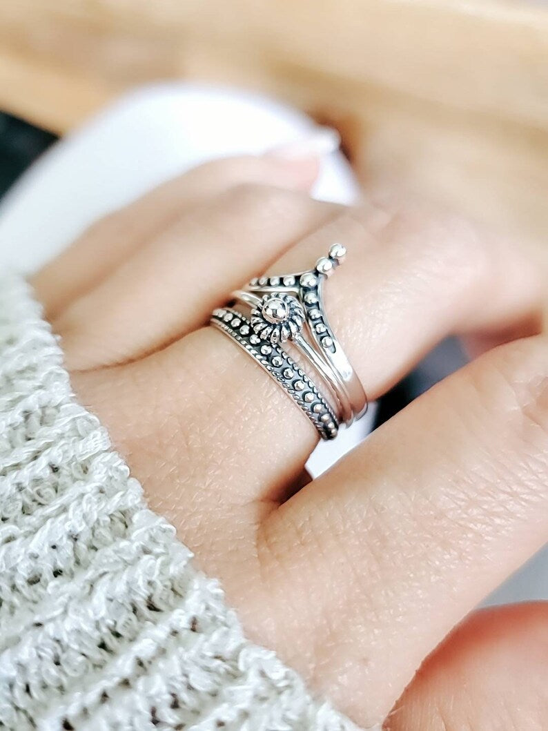Sterling Silver 925 Dainty Ring Set - view 6