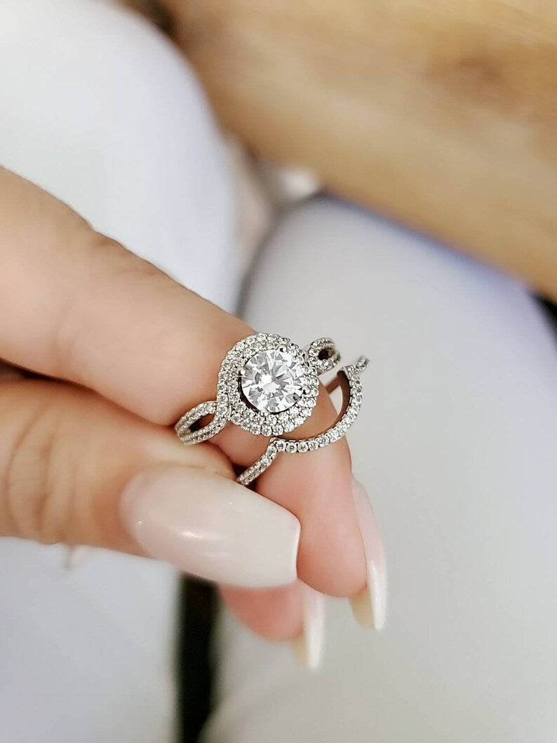 Sterling Silver Halo Engagement Ring