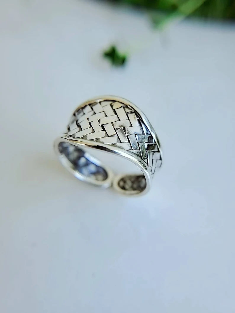 Sterling Silver Braided Adjustable Ring - view 5