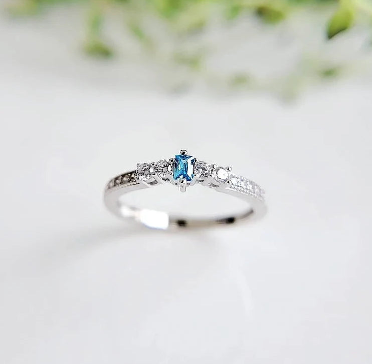Sterling Silver Genuine Aquamarine Ring - view 7