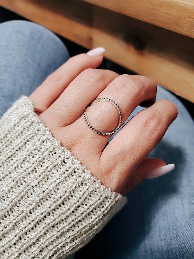 Sterling Silver Criss Cross Geometric Ring - view 4