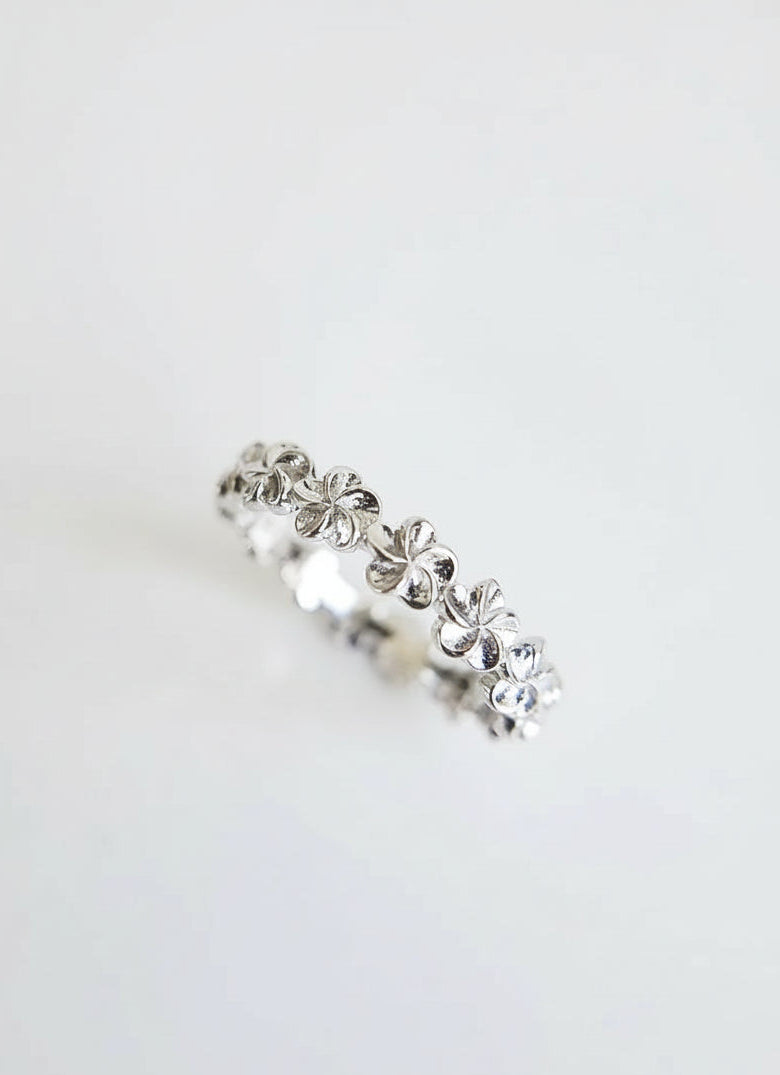Hawaiian Frangipani Plumeria Sterling Silver Ring - view 3