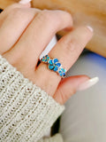 Sterling Silver Plumeria Hawaiian Blue Opal Ring - view 4