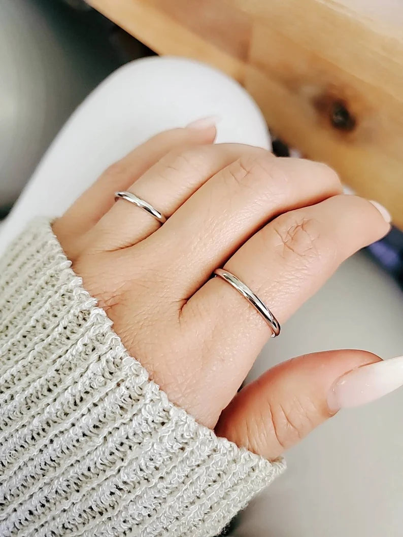 Sterling Silver 2mm Band Ring - view 6
