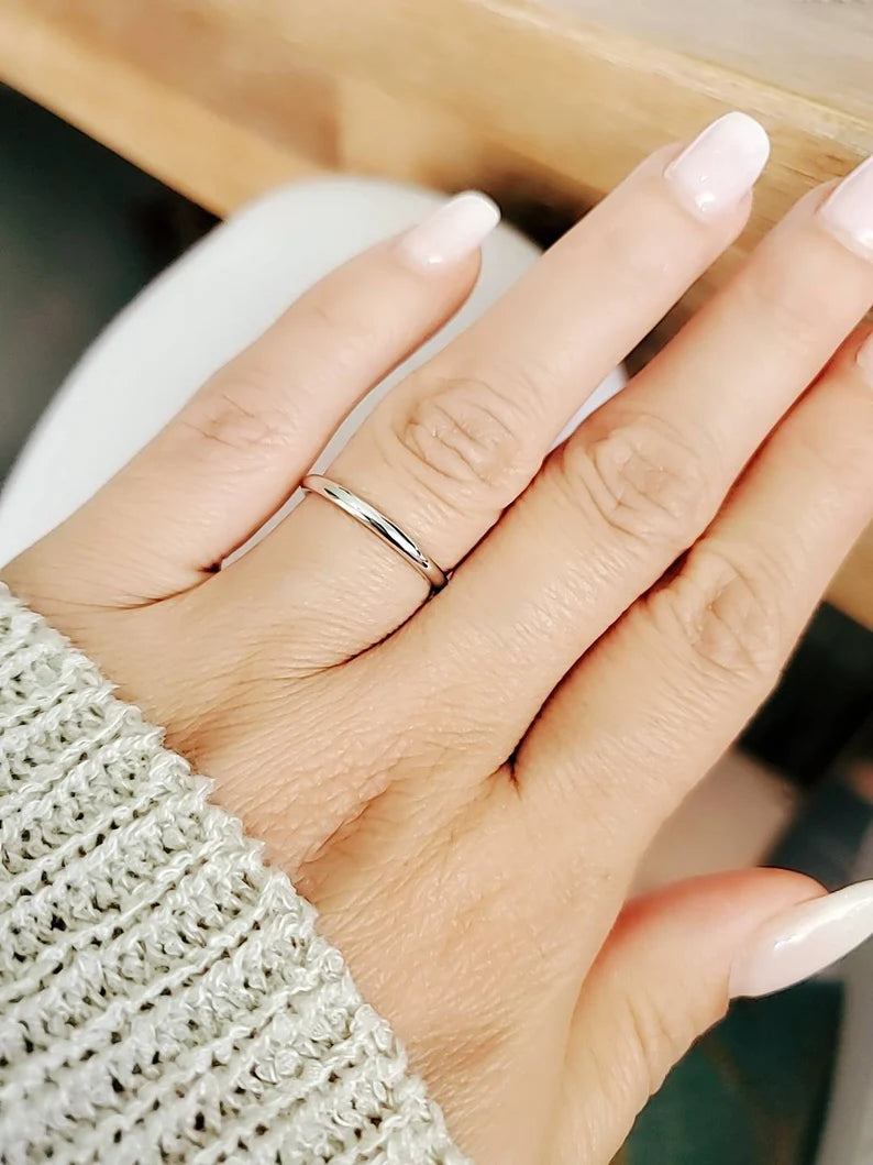 Sterling Silver 2mm Band Ring - view 7