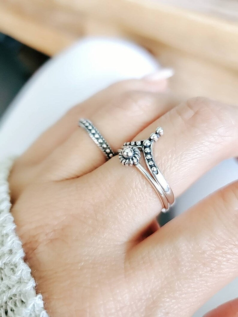 Sterling Silver 925 Dainty Ring Set - view 9