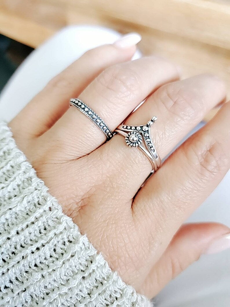 Sterling Silver 925 Dainty Ring Set - view 10