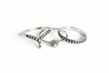 Sterling Silver 925 Dainty Ring Set