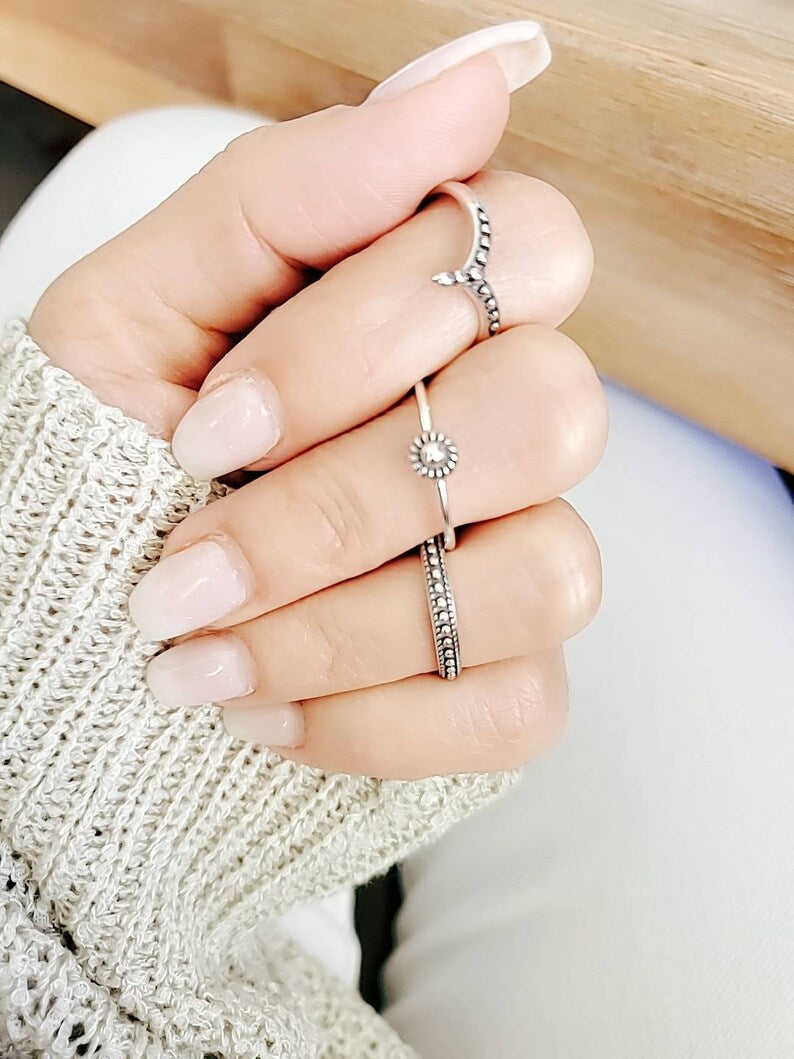 Sterling Silver 925 Dainty Ring Set - view 8