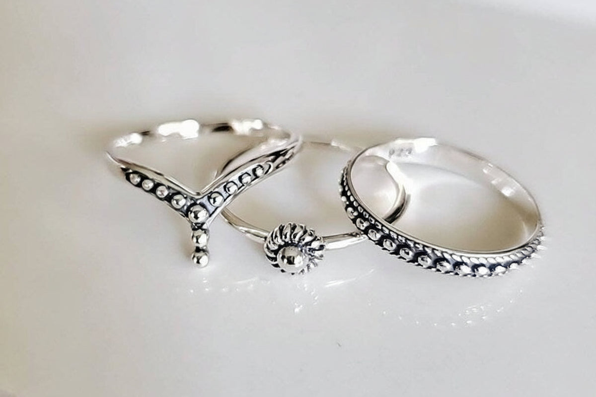 Sterling Silver 925 Dainty Ring Set - view 2