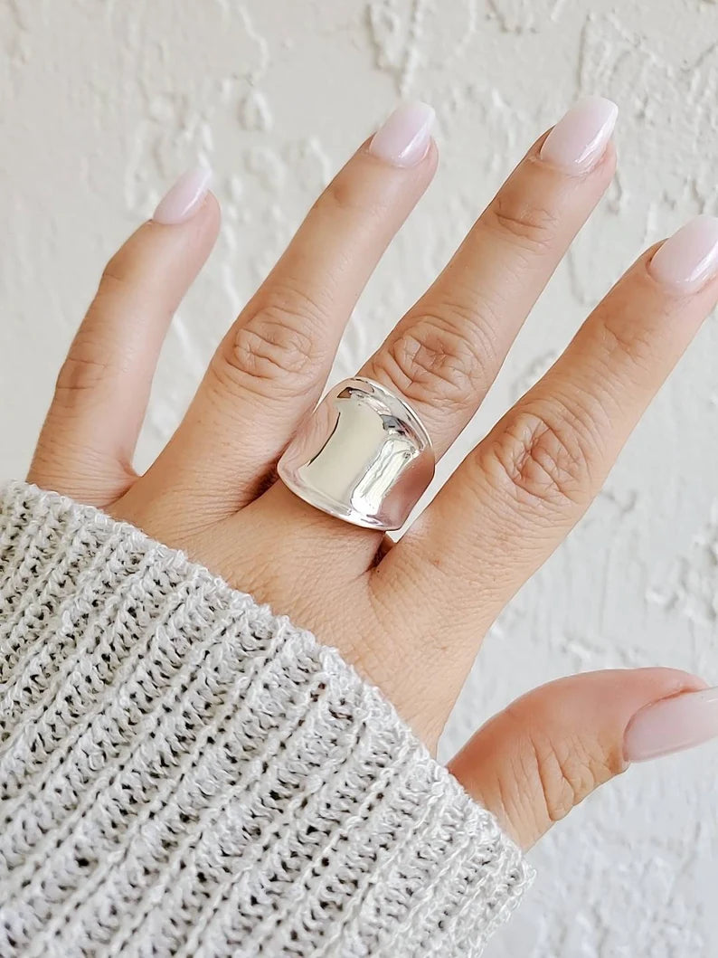 Sterling Silver Concave Chunky Ring - view 3