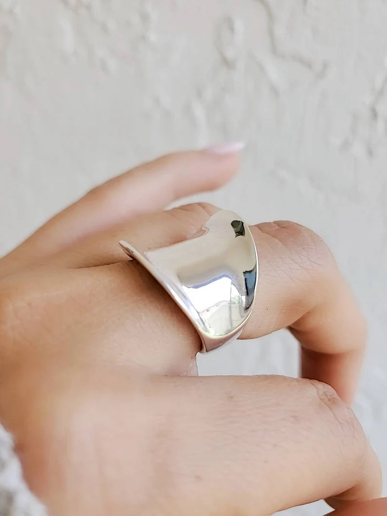 Sterling Silver Concave Chunky Ring - view 4