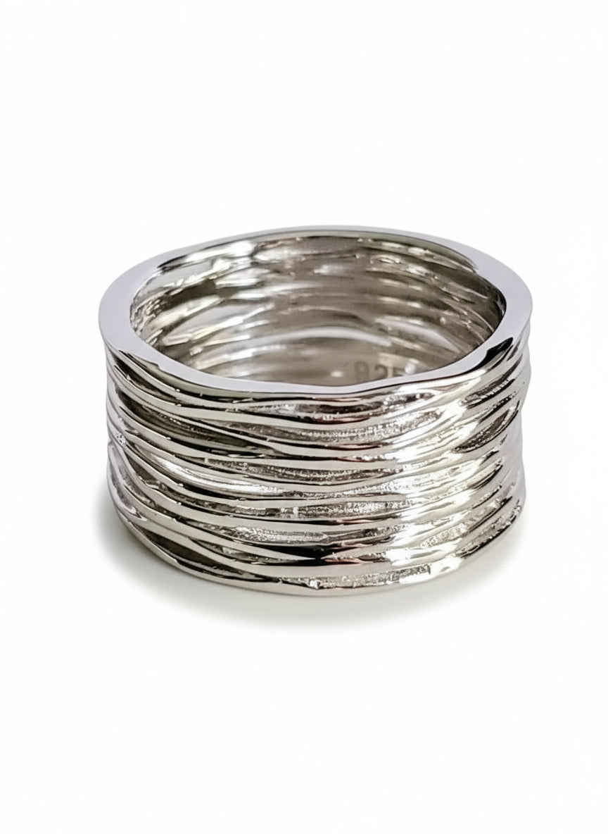 Sterling Silver 925 Chunky Wide Band Ring