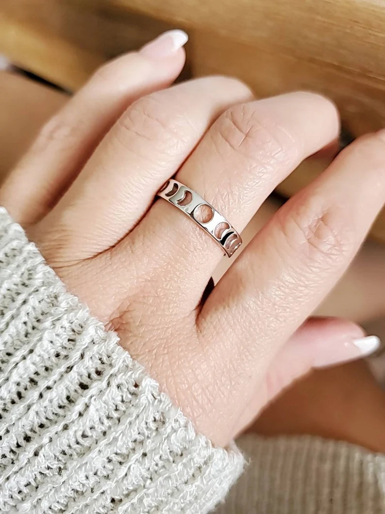 Sterling Silver Moon Phases Ring - view 3