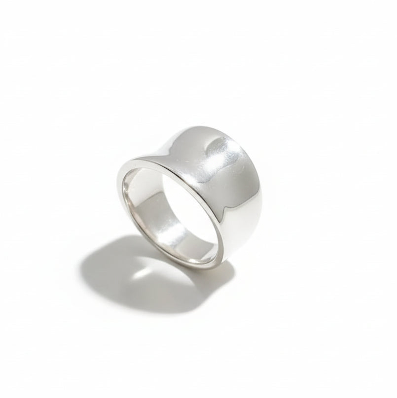 Sterling Silver Bold Concave Solid 925 Ring