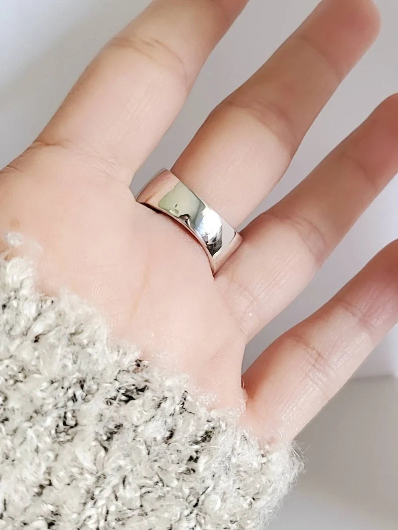 Sterling Silver Bold Concave Solid 925 Ring - view 7