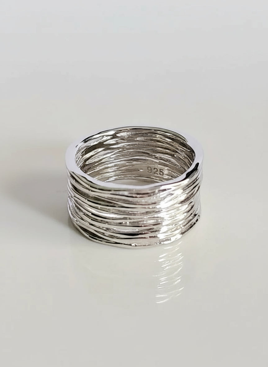 Sterling Silver 925 Chunky Wide Band Ring - view 3