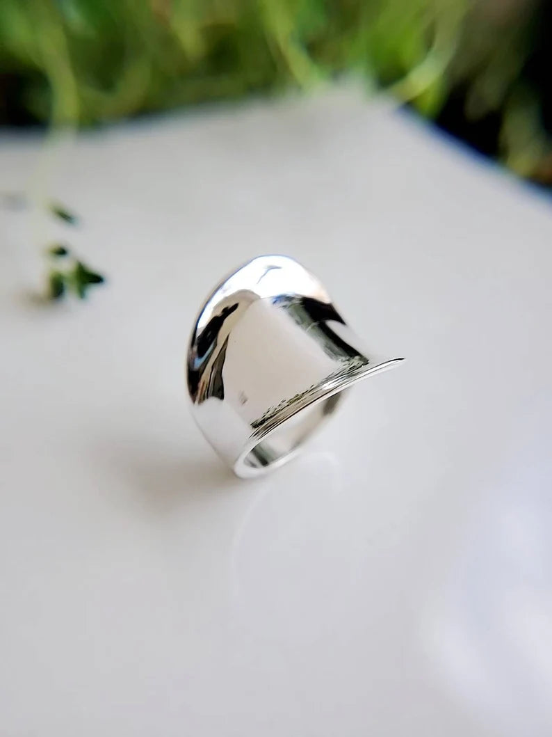 Sterling Silver Concave Chunky Ring - view 7