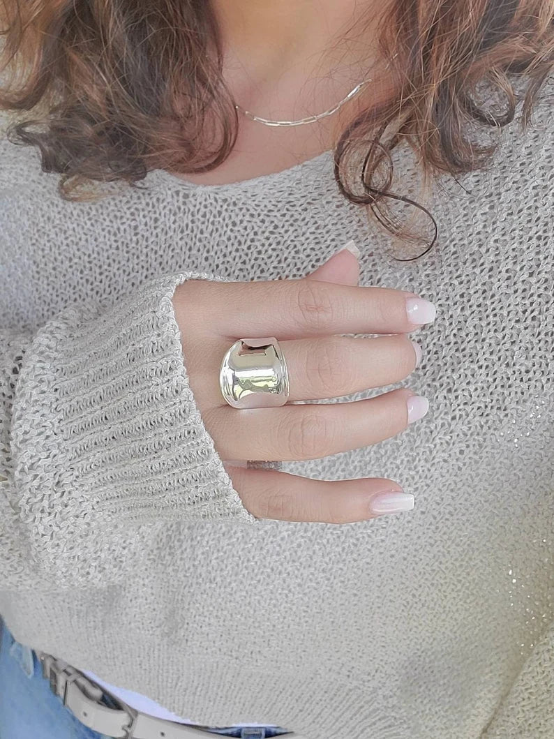 Sterling Silver Concave Chunky Ring