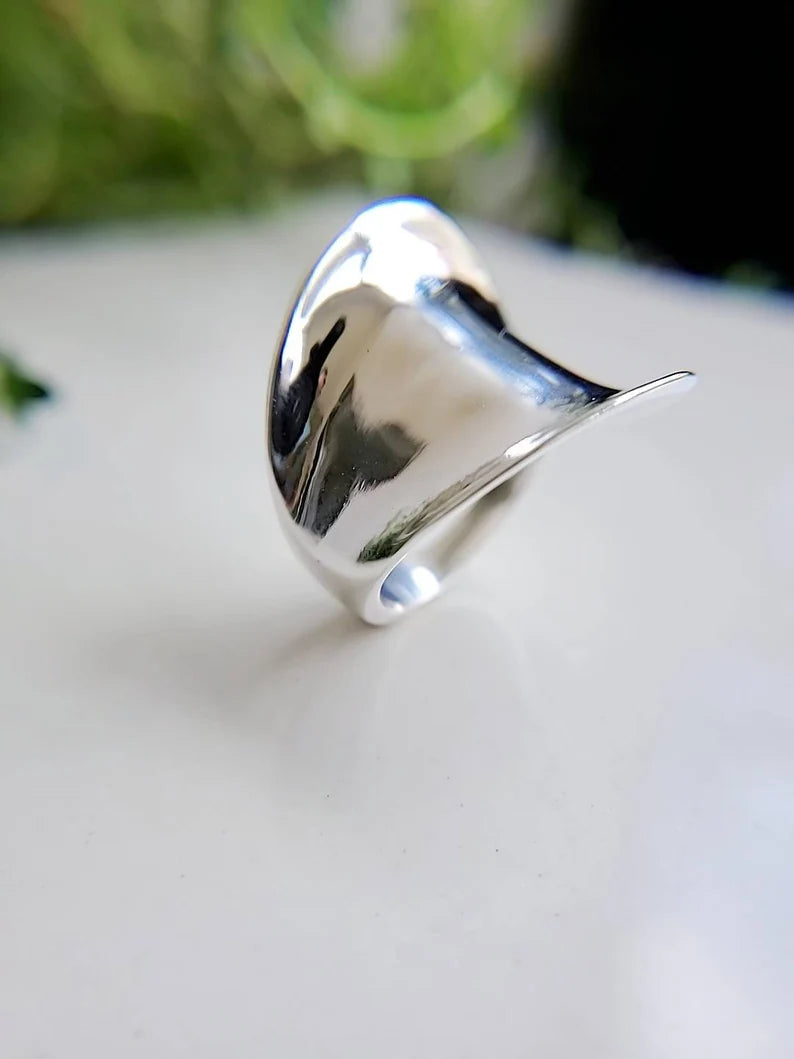 Sterling Silver Concave Chunky Ring - view 6