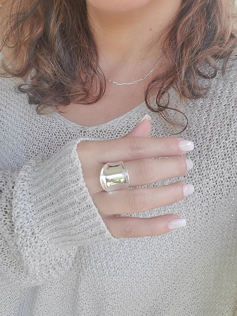 Sterling Silver Concave Chunky Ring - view 8