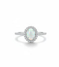 Sterling Silver Halo White Opal Promise Ring - view 3